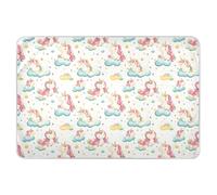 Colchoneta infantil con diseño de unicornios y estrellas, color blanco, extragrande, reutilizable, suave, absorbente, lavable a máquina, colchón para niños, adultos, mascotas, 52 pulgadas de largo x