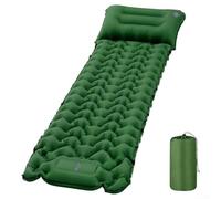 Colchoneta inflable para acampar con almohada y bomba de pie, colchón compacto ligero para uso en exteriores y mochileros (verde pino)