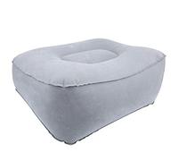Colchoneta inflable para reposapiés de flocado, reposapiés de viaje con flocado inflable, almohada suave, cojín de relajación para vuelos de viaje con bomba de aire(gris)