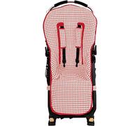 Colchoneta o funda compatible con Bugaboo Camaleon, Buffalo, Fox + Protector de arneses. (Rejilla 3D, Vichy rojo)