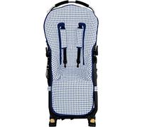 Colchoneta o funda compatible con Bugaboo Camaleon, Buffalo, Fox + Protector de arneses. (Rejilla 3D, Vichy marino)