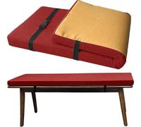Colchoneta para Tumbona 3cm De Exterior - Cojín Espuma Impermeable con Correas, Fácil Limpiar Y Antideslizante, para Banco, Hamaca, Jardín O Playa(Burgundy,53x14in)