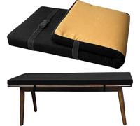 Colchoneta para Tumbona 3cm De Exterior - Cojín Espuma Impermeable con Correas, Fácil Limpiar Y Antideslizante, para Banco, Hamaca, Jardín O Playa(Black,53x10in)