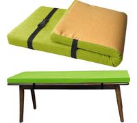 Colchoneta para Tumbona 3cm De Exterior - Cojín Espuma Impermeable con Correas, Fácil Limpiar Y Antideslizante, para Banco, Hamaca, Jardín O Playa(Green,58x16in)