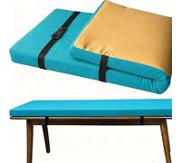 Colchoneta para Tumbona 3cm De Exterior - Cojín Espuma Impermeable con Correas, Fácil Limpiar Y Antideslizante, para Banco, Hamaca, Jardín O Playa(Dark Blue,34x11in)