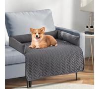 Colchoneta Perro Grande, Cama Perro Grande Impermeable Lavable y Antideslizante, con Borde Suave, Cojin Perro Extraíble, Colchonetas para Perros para Sofá y Coche, Dog Bed Gris Oscuro, 75x75 cm