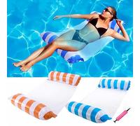 Colchoneta Piscina Adultos, 2PC Flotadores Piscina para Adultos XL, 4 in 1 Hamaca de Agua Flotante ColchonetaPiscina Hinchable, Hinchables paraPiscina, Colchoneta HinchablePiscina