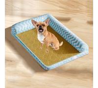 Colchoneta Refrescante De Verano para Perros, Extraíble Y Lavable, Almohada De Apoyo para Cuello Y Columna, Manta Refrescante Lavable Y Antideslizante, Apta para Perros Y Gatos,Azul,L