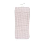 Colchoneta Silla Paseo Universal Primavera Verano Funda Carrito Bebe 100% Algodon Transpirable Apta Silla Inglesina Suave Carro Bebe Altura Ajustable Hombros y Cintura Antideslizable (Vichy Rosa)