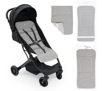 Colchoneta Silla Paseo Universal Verano Funda Carrito Bebe 100% Algodon Transpirable Reversible Apta Silla Inglesina Suave Carro Bebe Altura Ajustable Hombros y Cintura Antideslizable (Vichy Gris)