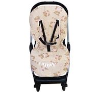 Colchoneta Universal para Silla de Paseo - Funda Transpirable y Acolchada para Carro de Bebé, Ideal para Verano y Entretiempo, Compatible con la Mayoría de Sillas, Fácil de Lavar (Oso Rosa)