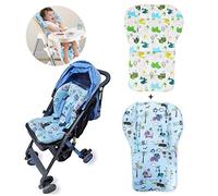 Colchonetas para Silla de Paseo - WENTS 2 Piezas Alfombrilla para Cochecito Trona Algodón Puro Colchoneta para Silla de Bebé Universal Colchoneta Silla Paseo Cojín Impresión de Dibujos Animados