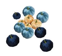 Colcolo 12 Calabazas pequeñas de Terciopelo, Calabazas Artificiales a Granel, Calabazas Decorativas Azules y Blancas para otoño, Suministros para Fiestas de