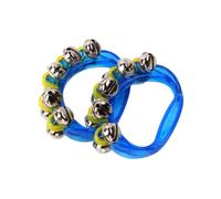 Colcolo 2 piezas mini campanas de pandería, favores de fiesta de cumpleaños, fabricantes de ruido, pandilla musical de campana de mano para la escuela, Azul