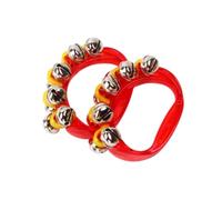 Colcolo 2 piezas mini campanas de pandería, favores de fiesta de cumpleaños, fabricantes de ruido, pandilla musical de campana de mano para la escuela, Rojo