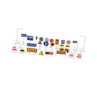 Colcolo 28 Piezas Señales de Tráfico en Miniatura Pack de Señales de Carretera y Semáforos Modelos PP para Practicar Educación Vial en Dioramas, a