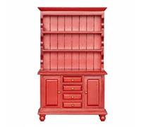 Colcolo Armario Casa de Muñecas Miniatura Librero Cajonera Vitrina Acabado Liso Funcionalidad Alta Adecuado para Juego Infantil Colección Ambientación, Caoba