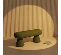 Colcolo Banco de Borreguillo Taburete Banco con Superficie Suave Tacto Borreguillo Estética Minimalista Japonesa y Elegancia Artística Sólidas Patas de Madera, 1 Metro, Caramelo