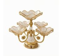 Colcolo Bandeja de Servicio Industrial Frutero con Diseño Elegante Centro de Mesa Expositor Decorativo Vidrio Tintado Dorado y Base Texturizada Adecuada para Comedor Consola Recepción, Grande