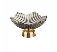 Colcolo Bandeja Industrial para Servir con Diseño de Pétalos Recipiente Decorativo Flauta Resistente de Estable Fácil Limpieza Adecuada para Recepción Sala de Estar, Negro, Oro Redondo