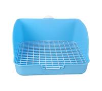 Colcolo Bandeja Sanitaria para Conejos Inodoro Esquinero Arenero de Jaula Y Entrenador de Baño con Rejilla Anti Salpicaduras Adecuado para Cobayas Y Hurones, Azul