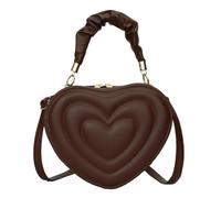 Colcolo Bolso de Hombro con Forma de Corazón, Bolso Cruzado, Bonito Color Sólido, Bolso Informal de PU a La Moda, Bolso Cruzado para Mujer, Regalo de Cumpleañ, marrón