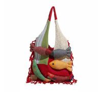 Colcolo Bolso de Punto Bolso de Hombro Bolso de Mano Bolso de Patchwork con Diseño de Peces 3D Bordes de Flecos y Material Suave Adecuado para Compras Escuela Universidad Playa, Rojo