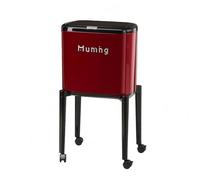 Colcolo Bote de Basura de Cocina Cubo de Residuos Papelera Contenedor con Tapa de Presión y Rodillos en la Base para Movilidad Cuerpo Rectangular Redondeado, Rojo Retro