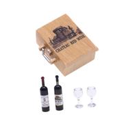 Colcolo Botellas de vino en miniatura decoraciones de casa de muñecas adornos con caja de almacenamiento pretender jugar mini copa de artículos, Castillo