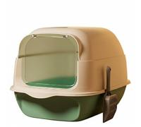 Colcolo Caja de Arena para Gatos Arenero Bandeja Inodoro Sanitario con Cerrada y Escalón de Entrada Reduce Arena Fuera Limpia con Tapa Abatible Plástico PP, Verde
