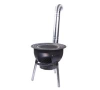 Colcolo Calentador Exterior Estufa de Leña Quemador con Chimenea Fogón para Calentar Exteriores en Acero Diseño Compacto con Tubo Alto Evacuación de Humo Apto para Terrazas Patios Campamentos