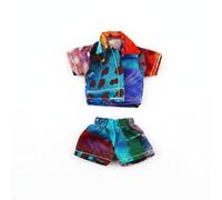 Colcolo Camisa para Muñeca con Detalles Florales Hawaianos Conjunto de Ropa con Shorts Hecha Cómoda Adecuada para Uso Diario Colección y Escenas de Dioramas. , Conjunto Rojo+Estampado