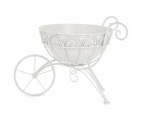 Colcolo Carrito de Soporte Macetas Porta Plantas Hierro Estilo con Rueda de Radios Estable y Diseño Compacto Adecuado para Balcón Patio Porche Sala de Estar, 复古白小号, 小号