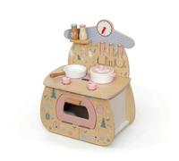 Colcolo Cocina de Juguete para Niños Juego Cocina Set Utensilios Accesorios de Madera con Panel Trasero Protector y Decoraciones Multicolor Estilo Mesa de