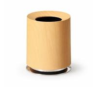 Colcolo Contenedor de Residuos Cubo Basurero Papelera Bote de Basura Caneca con Que Combina con Interiores y Diseño Redondo Adecuado para Dormitorio Salón, Madera Original, Con Base