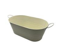 Colcolo Cubeta de hielo galvanizada ovalada para bebidas, ideal para enfriar cócteles de champán, resistente para interiores y exteriores, cubeta para hielo, Blanco