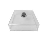 Colcolo Cubierta para Pastel Rectangular Transparente Tapa para Tarta Campana para Postres Protector de Bandejas Plástico con Cúpula Alta y Mango Redondo, 30 30 9.3cm