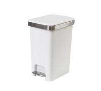 Colcolo Cubo de Basura con Pedal Rectangular Cubo Papelera Contenedor Tapa Recipiente para Residuos sin Contacto Plástico PP Diseño Funcional Diario Apto para, Blanco Grisáceo, 10L