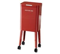 Colcolo Cubo de Basura de Cocina con Ruedas 15,5 L, Papelera de Reciclaje Vertical 68,5 cm, Cubo Interior Extraíble, Multifuncional Contenedor de PP con Tapas para Espacios Pequeños, Ligero, Rojo