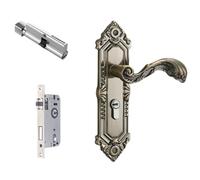 Colcolo de Puerta Interior Pestillo Manija Set Decorativo con Mortaja y Tornillería Completa Acero al Manganeso Apertura Suave y, B款整套配125/48锁体, Estilo Europeo, Color Bronce Antiguo