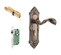 Colcolo de Puerta Interior Pestillo Manija Set Decorativo con Mortaja y Tornillería Completa Acero al Manganeso Apertura Suave y, A款整套配160/90锁体, Estilo Europeo, Color Bronce Antiguo