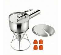 Colcolo Dispensador de Embudo de Repostería Dosificador de Pancakes Contenedor de Mezcla Cuatro Boquillas de Silicona para, 1200ml, Con Mango Desmontable, 4 Boquillas De Silicona Y Tapa