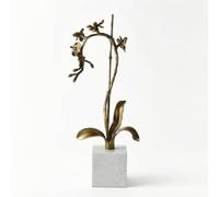 Colcolo Enamel Artwork Escultura de Estatua Decorativa Figura de Flor para Hogar en Aleación y Base de Mármol Adecuada para Salón Área de Recepción Entrada, 130 70 320mm