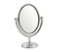 Colcolo Espejo Tocador para Casa de Muñecas Espejo Miniatura Tocador Espejo de Mesa Espejo Decorativo Diseño Elegante Oval Construcción Metálica Peso Ligero, Plateado