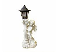 Colcolo Figura Ángel con Luz sin Cables Resina Resistente a la Intemperie, Estatua ángel con Linterna Solar, Estilo Europeo, coración, para Patio, Ángulo Derecho