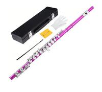 Colcolo Flute con Diseño Cerrado de Cuproníquel Almohadillas de Cuero Embocadura Inclinada y Mecanismo Offset Adecuado para Adultos Principiantes Ensayos de Banda Clases Musicales, Rojo Rosado