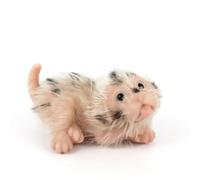 Colcolo Juguete de Perro Simulado Realista Figurita Mascota Estatuilla Miniatura Adorno Silicona Contorno Redondo y Orejas Pequeñas Adecuado para Decoración, Perro con Manchas Y Pelo Implantado