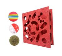 Colcolo Juguete de Rompecabezas para Gatos, Caja de Juego Mental, Juego de Laberinto, Fieltro, Juego Mental de Entretenimiento, Juguete Interactivo para Gatos, Rojo 30cm