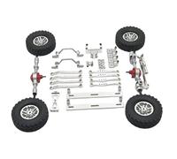 Colcolo Kit de Soporte de Amortiguador Metálico RC Conjunto de Ruedas con Cubos Ejes Varillaje de Dirección Diseño para Montaje Simple y Sustitución Adecuado, argén