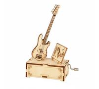 Colcolo Kit de Tela Caja de Música Madera Instrumental Rompecabezas para Pieza Compacta Exhibición Experiencia DIY Adecuada para Niños Adolescentes Rincones Musicales, Electric Bass